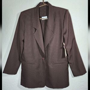 Women's Brown Pinstripe Single-Button Blazer